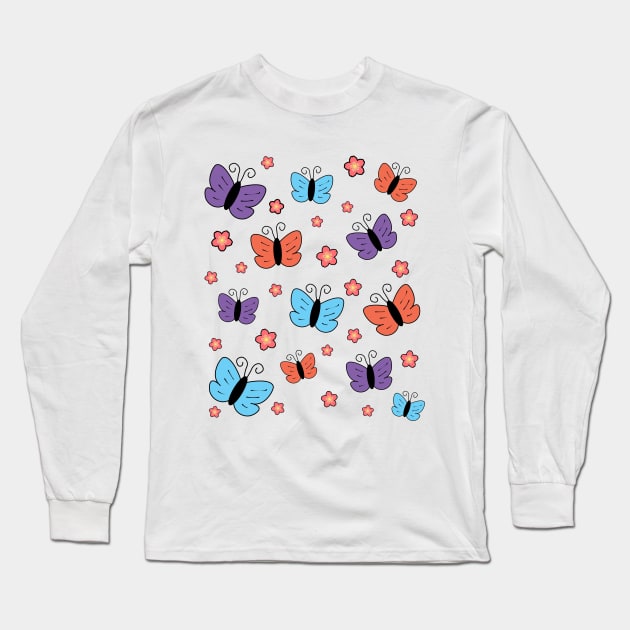 Pretty Butterflies And Flowers Long Sleeve T-Shirt by LunaMay